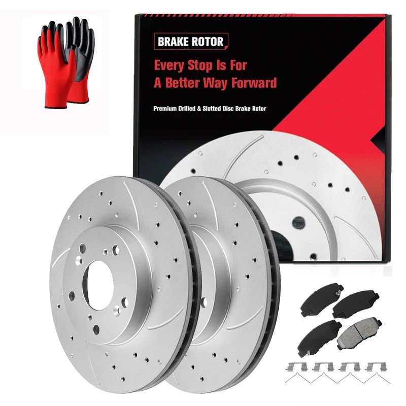 Front Drilled Rotors Brake Pads for Honda Accord Civic Element CR-Z Acura ILX
