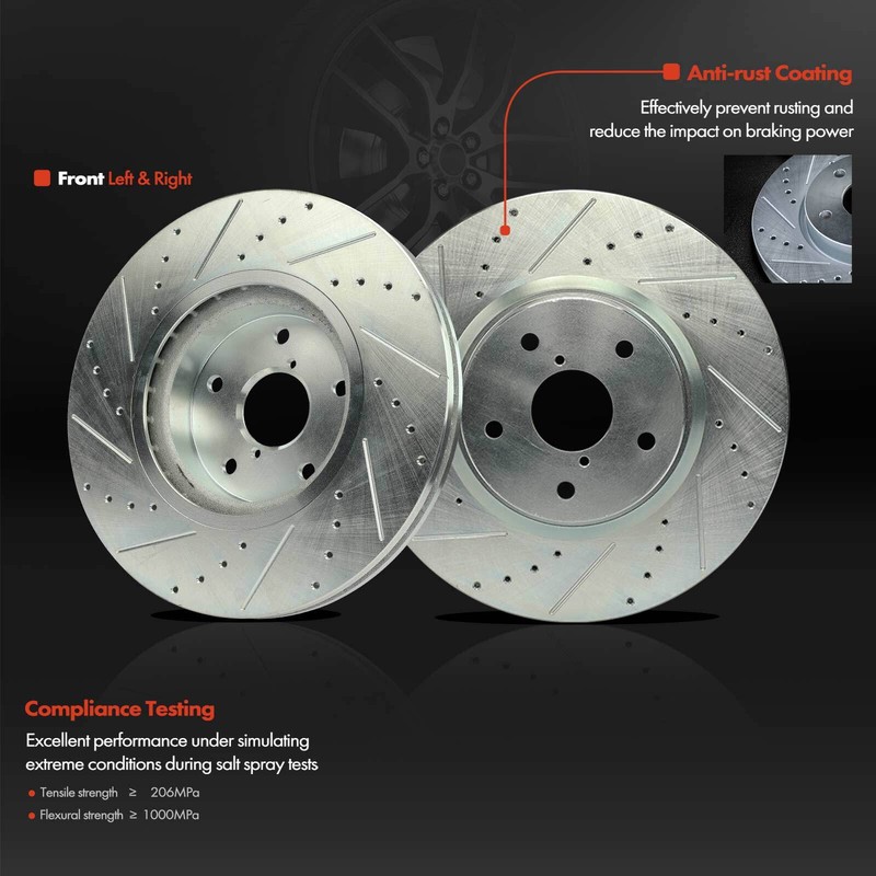 Drilled Brake Rotors & Ceramic Pads for Subaru WRX 2015-2016 Front & Rear Side gallery
