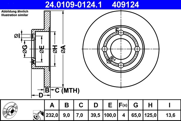 ATE 24.0109-0124.1 Brake Disc for SEAT,VW gallery