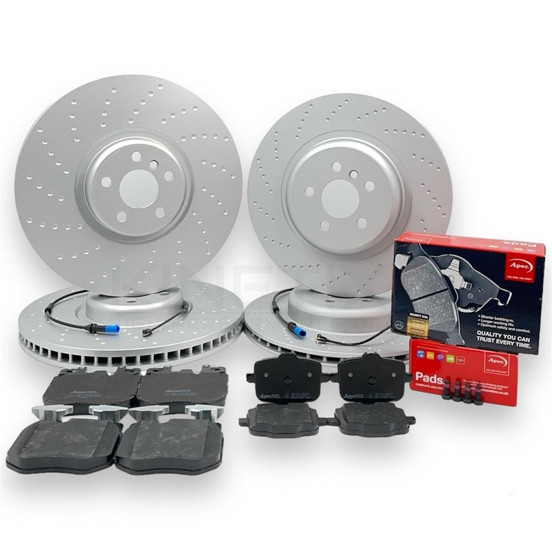 FOR BMW M850i G14 G15 G16 DIMPLED FRONT REAR BRAKE DISCS PADS WIRES 395mm 370mm