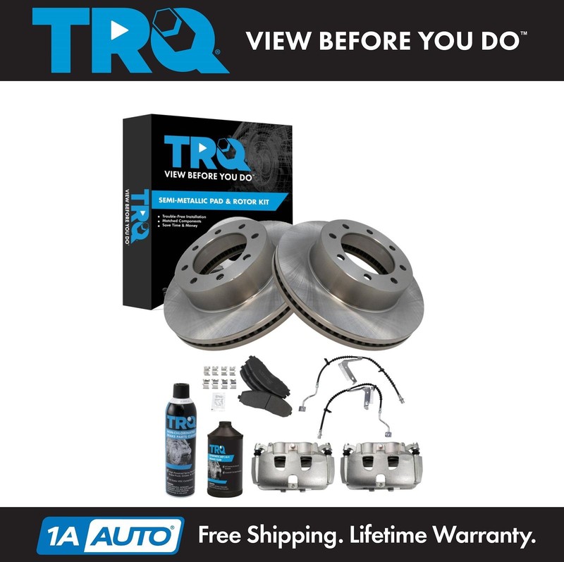 TRQ Brake Pad & Rotor Kit Semi-Metallic Fits Ford