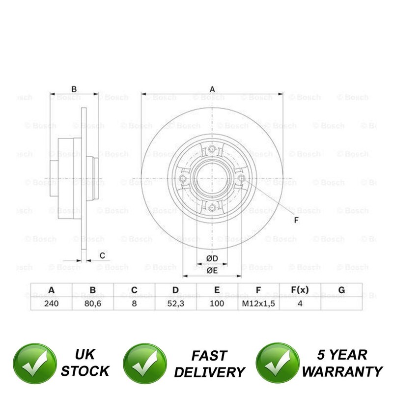 Brake Disc Rear SJR Fits Renault Clio 2005-2014 Megane 2002-2009 Modus 2004-� #1