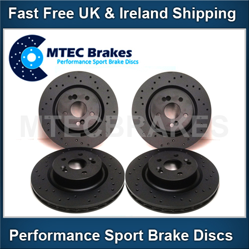 Mercedes Sl Class 300 350 R230 03-13 Front Rear Brake Discs Drilled Black Only