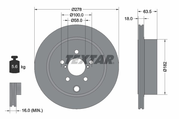 Textar 92278503 Brake Disc for Subaru