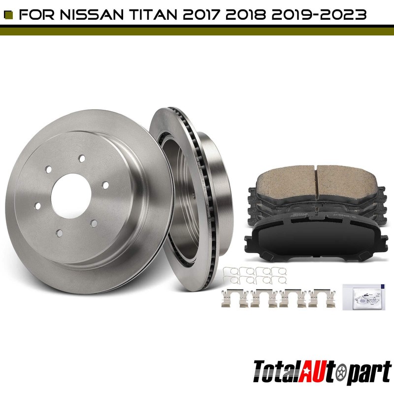 6x Disc Brake Rotor & Brake Pads for Nissan TITAN 2017 2018 2019-2023 Rear Side