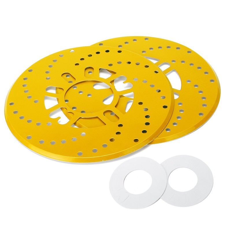 Gold 2x Aluminium 2.95" Disc Cover Car Decorative Rotor Cross Drilled gallery