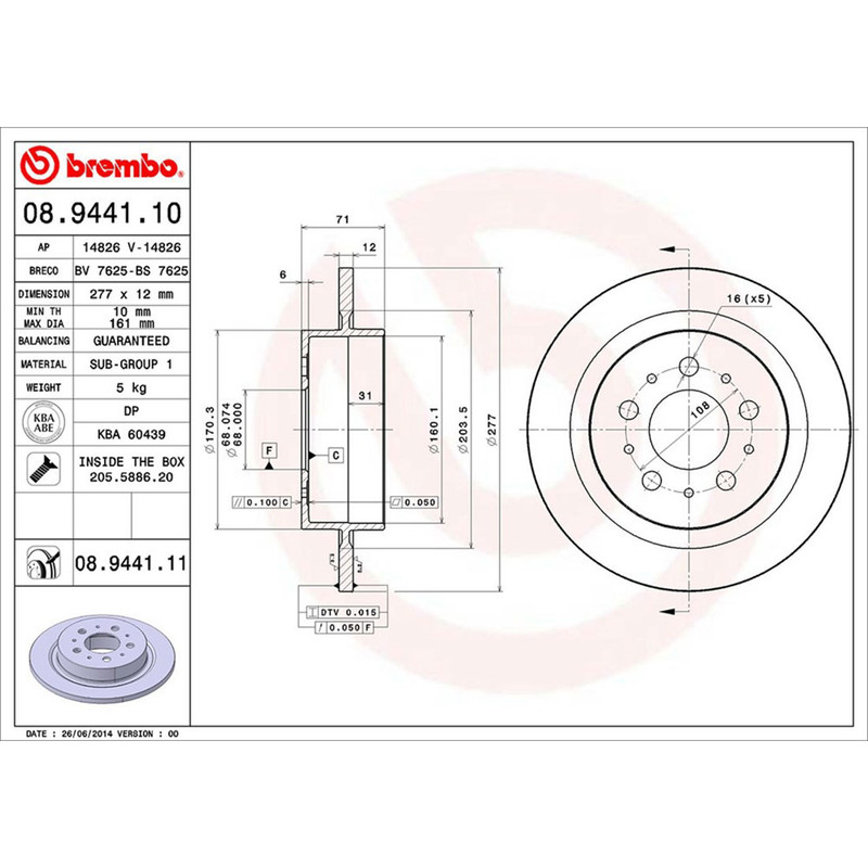 For 1997~1998 Volvo S90 4X Front Rear Brembo Disc Brake Rotor gallery