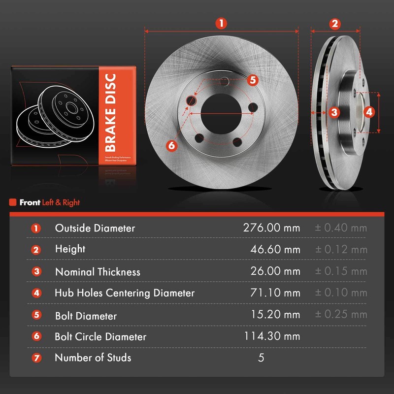 2x Front Left & Right Disc Brake Rotors for Ford Mustang 1994-2004 Base GT 5Lug gallery