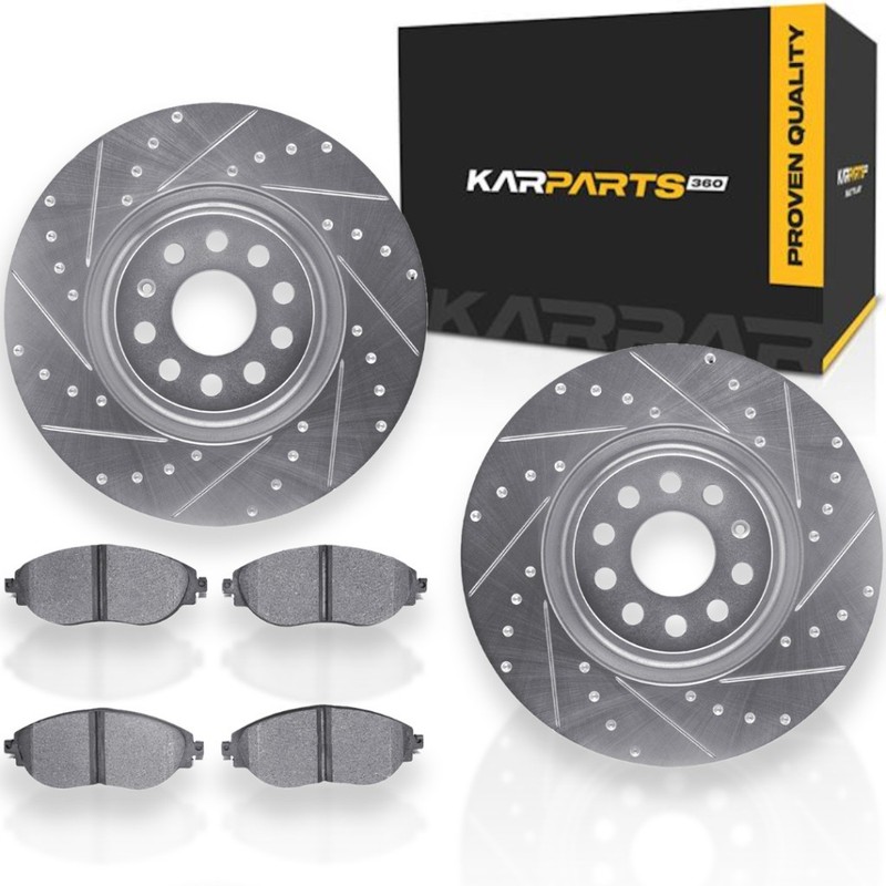 For Audi Q3 2019-2025 Rotor Set | Silver | With Brake Pads | Drilled And Slotted