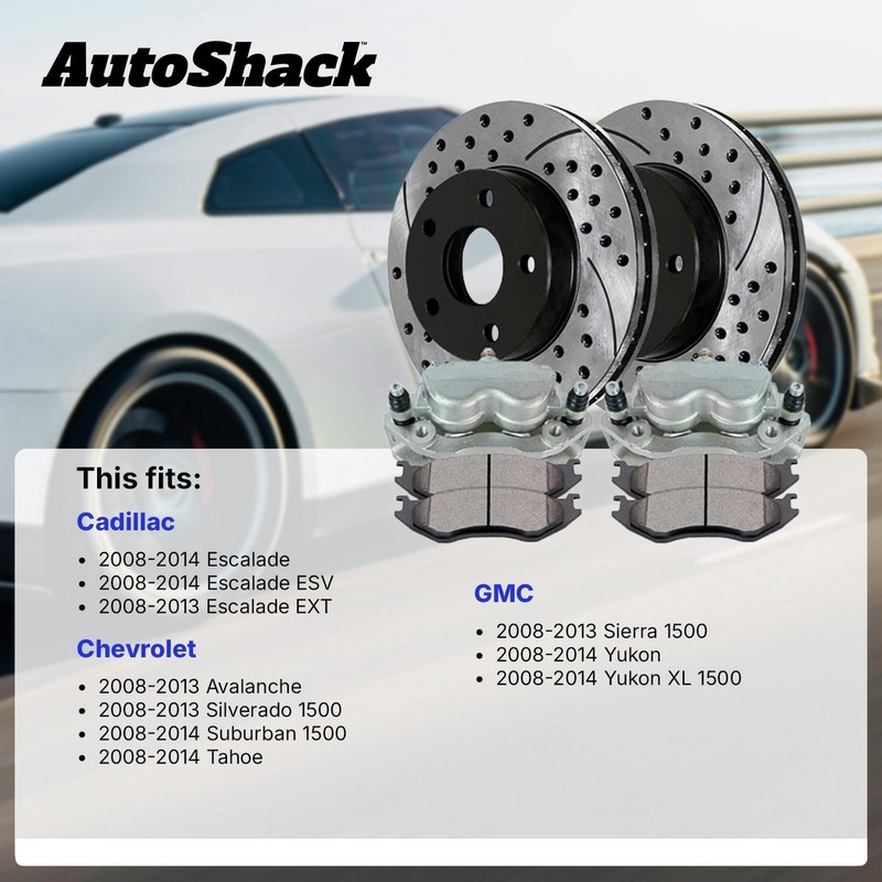 Front Rear Drilled Slotted Brake Rotor Pad Caliper Chevy Silverado 1500 08-13 gallery