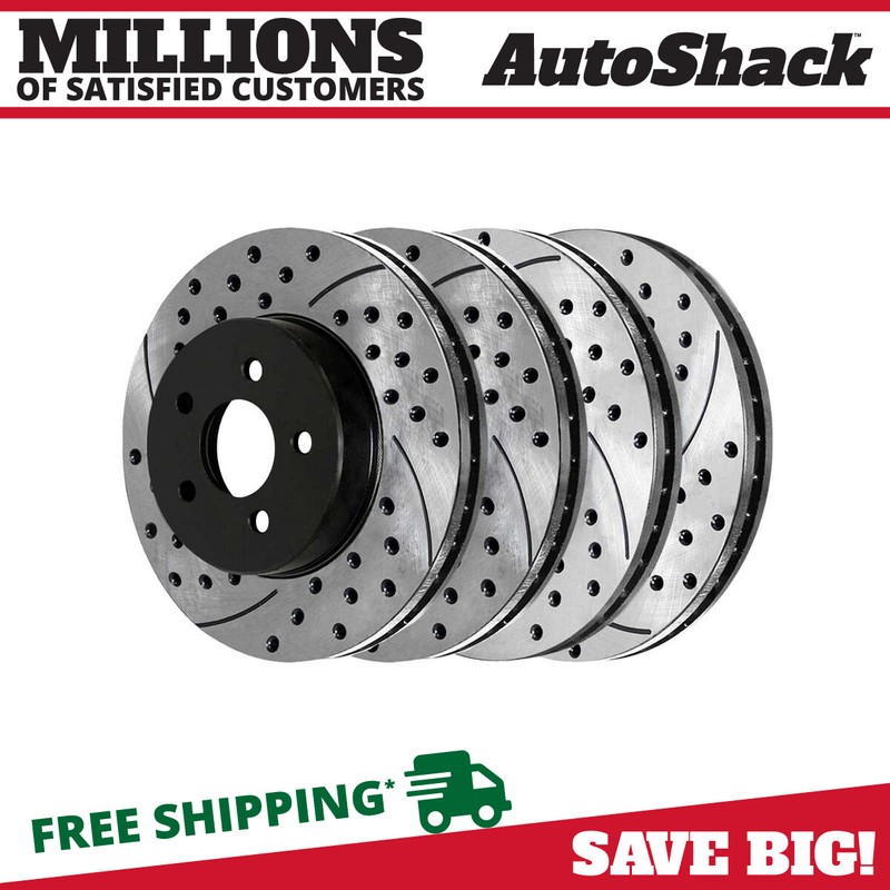 Front and Rear Drilled Brake Rotors Black Set of 4 for Dodge Charger Challenger