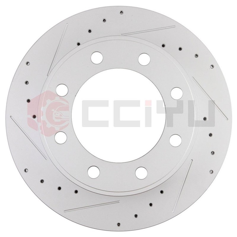 Drilled Front Brake Rotors & Ceramic Brake Pads For Ford F-250 Super Duty 00-04 gallery