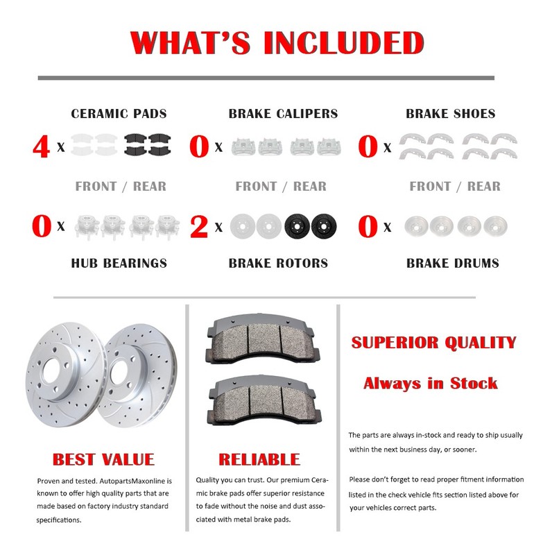 Electronic Brakes Rear Drilled Brake Rotor Pad Kit Fit 15-17 Ford F-150 gallery