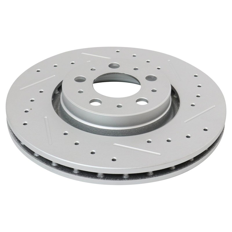 Front Posi Ceramic Brake Pad & Performance Drilled Slotted Zinc Coated Rotor Kit gallery