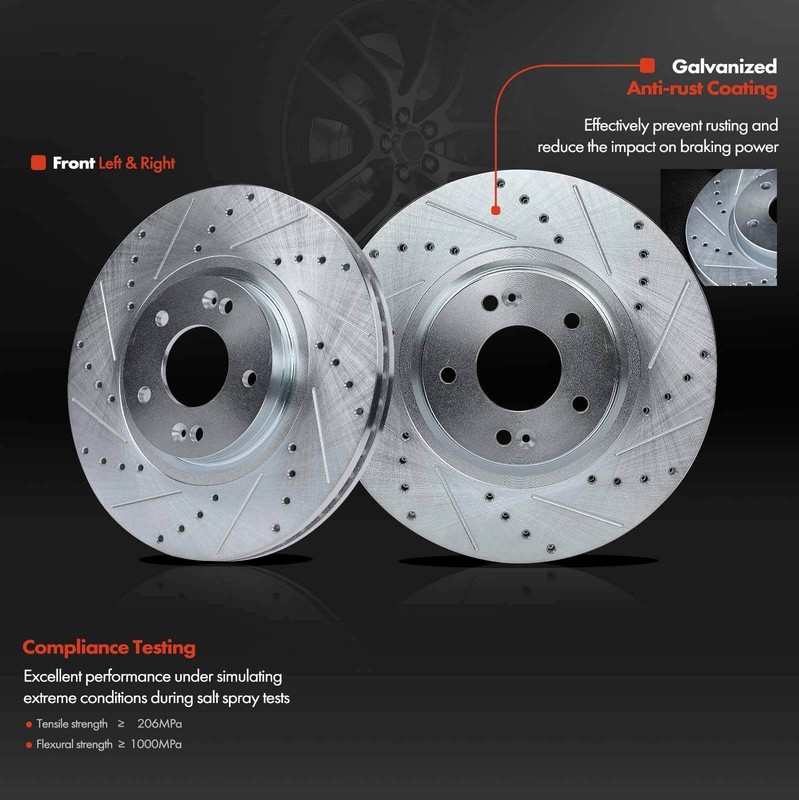 Front L &R Drilled & Slotted Brake Rotors for Hyundai Santa Fe Sport Kia Sorento gallery