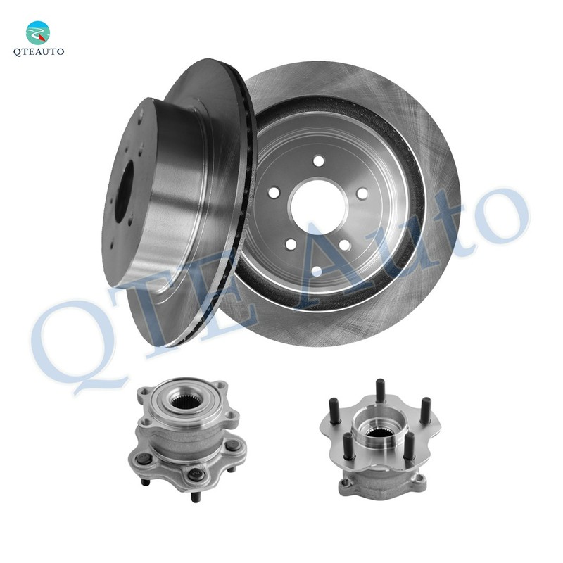 Set 4 Rear 308mm Brake Disc Rotors-Wheel Hub Bearing For 2011-2013 Infiniti M37