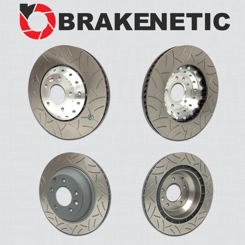 FRONT+REAR BRAKENETIC Premium GT Slotted Brake Rotors 390mm GTS Turbo BPRS95567