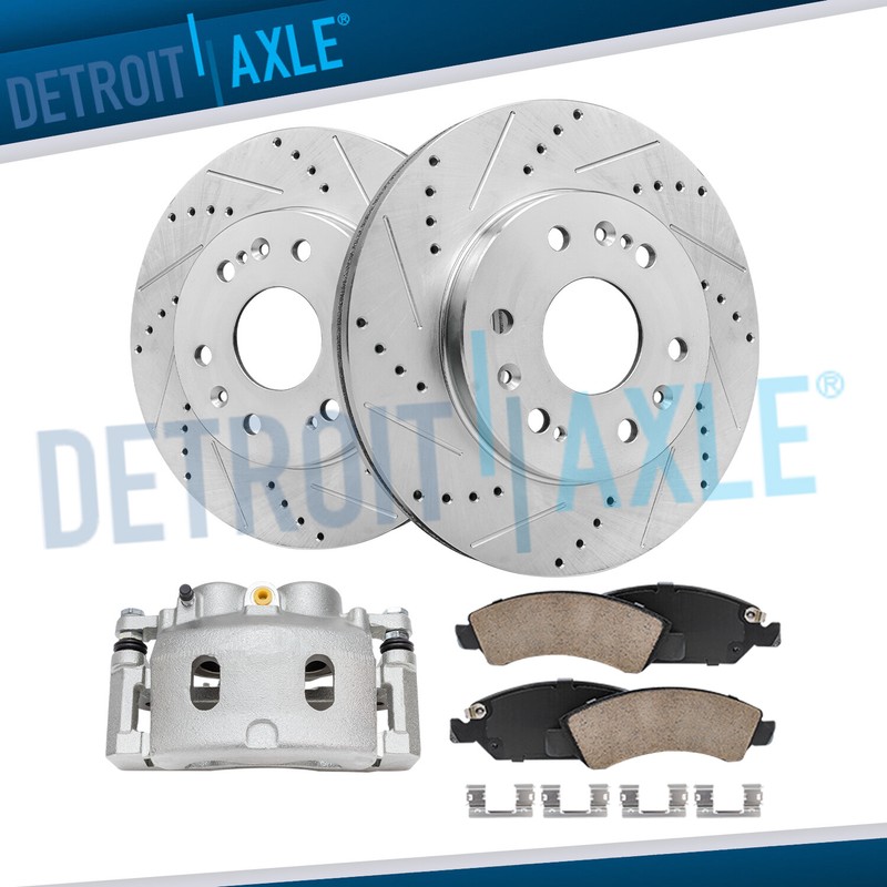 Front Drilled Rotors Left Caliper Brake Pads for 2009-2018 Silverado Sierra 1500