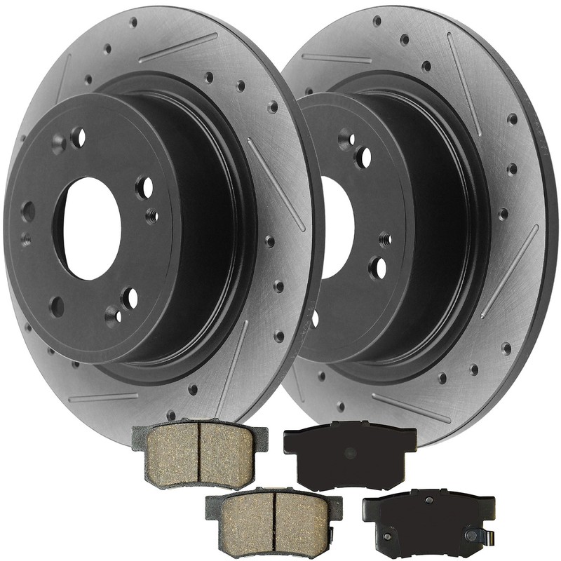 Rear Black E-Coating Brake Rotors & Brake Pad for Honda Accord Acura TSX B03 TX gallery