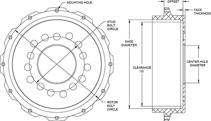 Wilwood Disc Brake Rotor Hat Set - HAT,D-DRUM,12x8.75 BC,5x4.50/4.75/5.00 MT,1.5 gallery