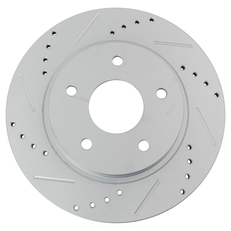 TRQ Performance Drilled & Slotted Rear G-Coated Disc Brake Rotor Pair gallery