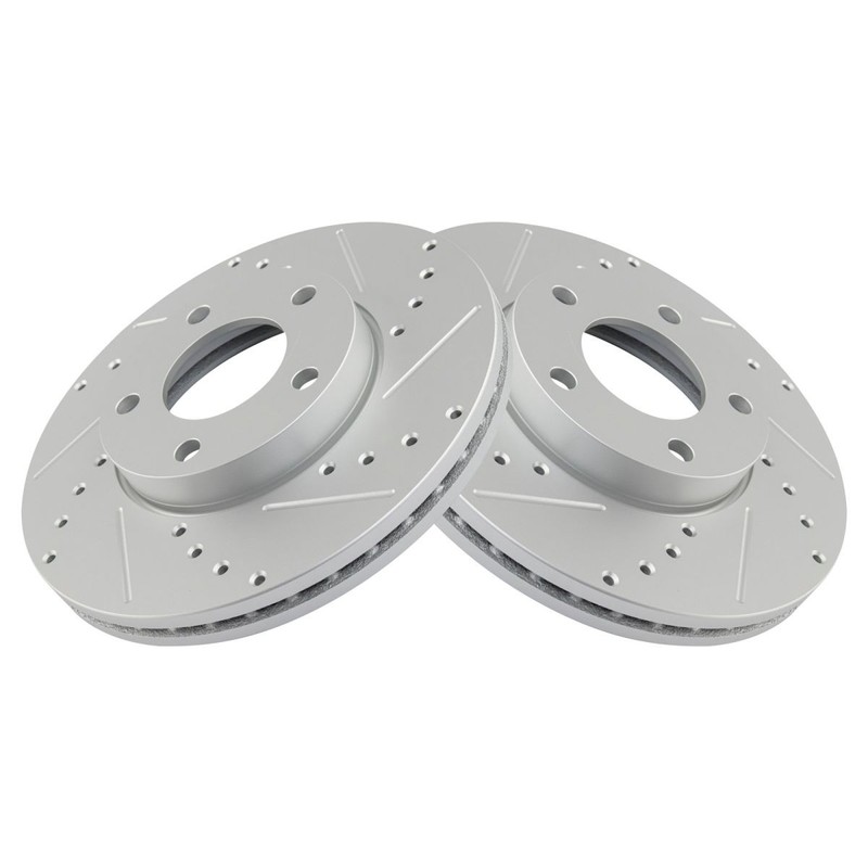 TRQ Performance Brake Rotor Drilled & Slotted Front Coated Pair for Mazda 3 gallery