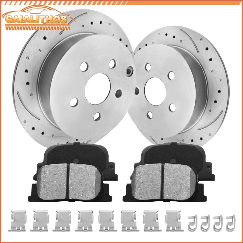 Rear Solid Brake Rotors Ceramic Brake Pad For 2005-2008 2009 2010 Scion TC 5LUGS