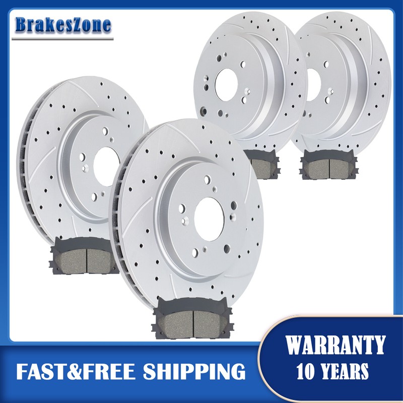 Fit for Honda CR-V Acura RDX 296mm Front 304mm Rear Brake Rotors Pads Kit Brakes