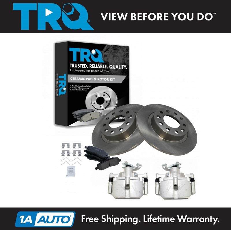 Rear Ceramic Brake Pad, Rotor & Caliper Kit for Dodge Chrysler