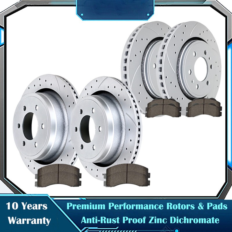 For 2012-20 Ford F-150 6 Lug Front Rear Slotted Rotors and Brake Pads Brakes Kit