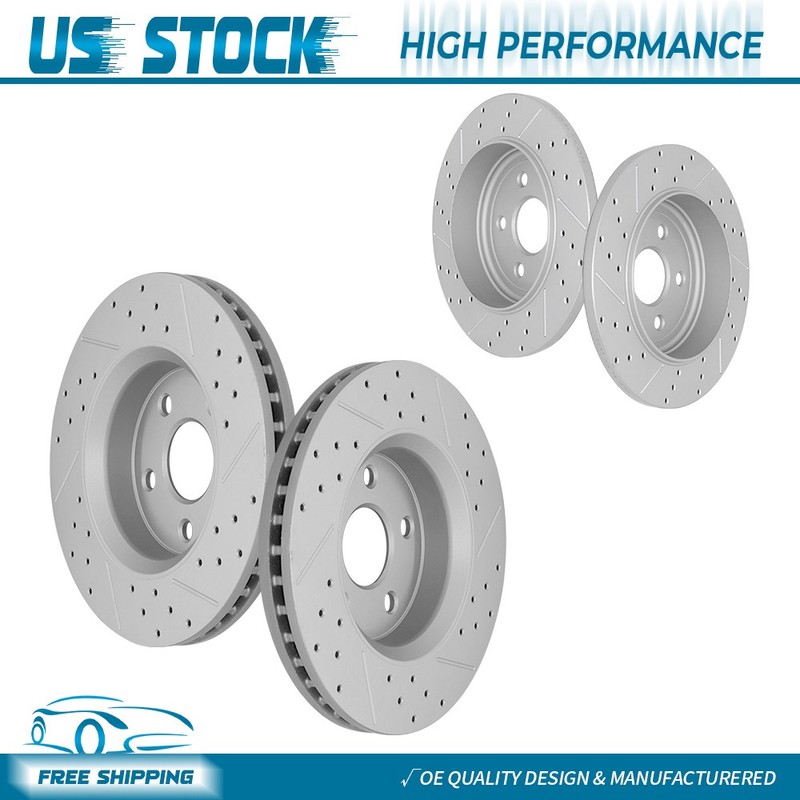 Front & Rear Drilled Disc Brake Rotors for 2011-2018 Jeep Grand Cherokee Durango