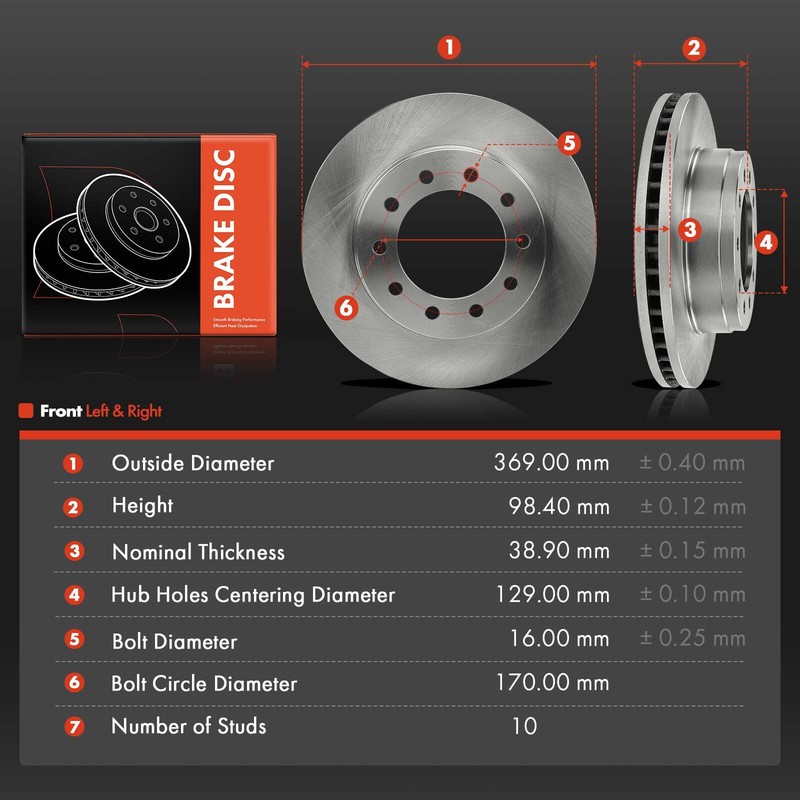 2pcs 369 mm Front Side Disc Brake Rotors for Ford F-350 F-450 F-550 Super Duty gallery
