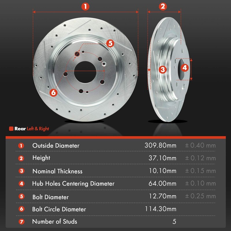 Front & Rear Drilled Brake Rotors & Ceramic Brake Pads for Honda 2017-2022 CR-V gallery