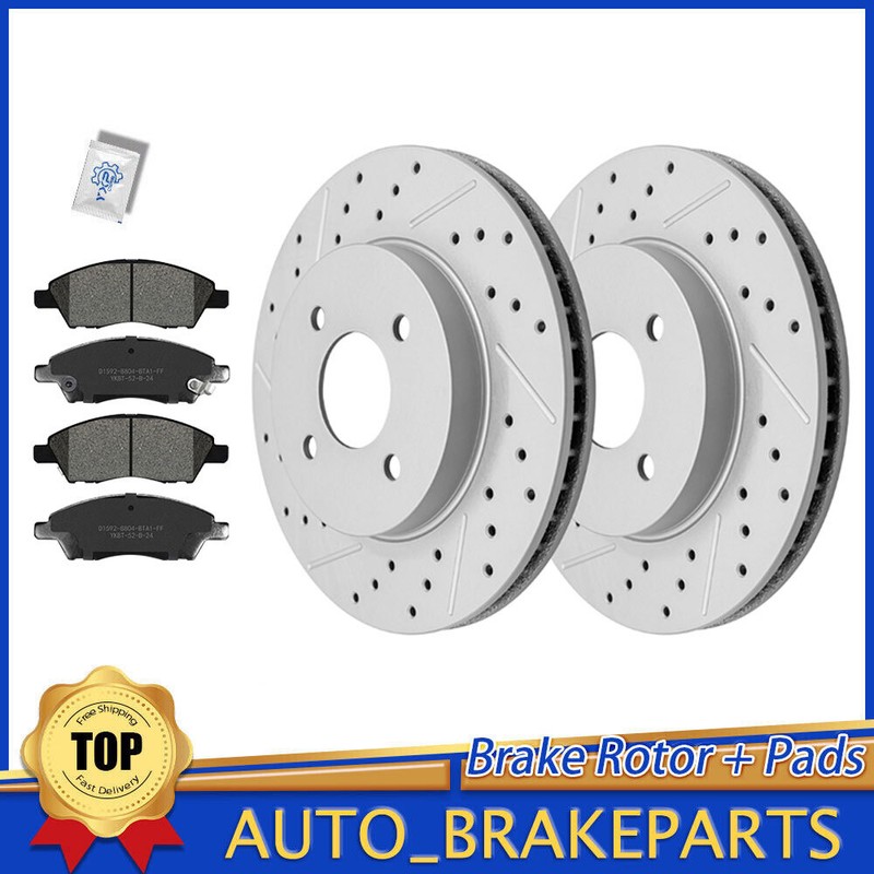 Front Drilled Disc Brake Rotors Pads for 2015 – 2019 Nissan Micra Versa Note