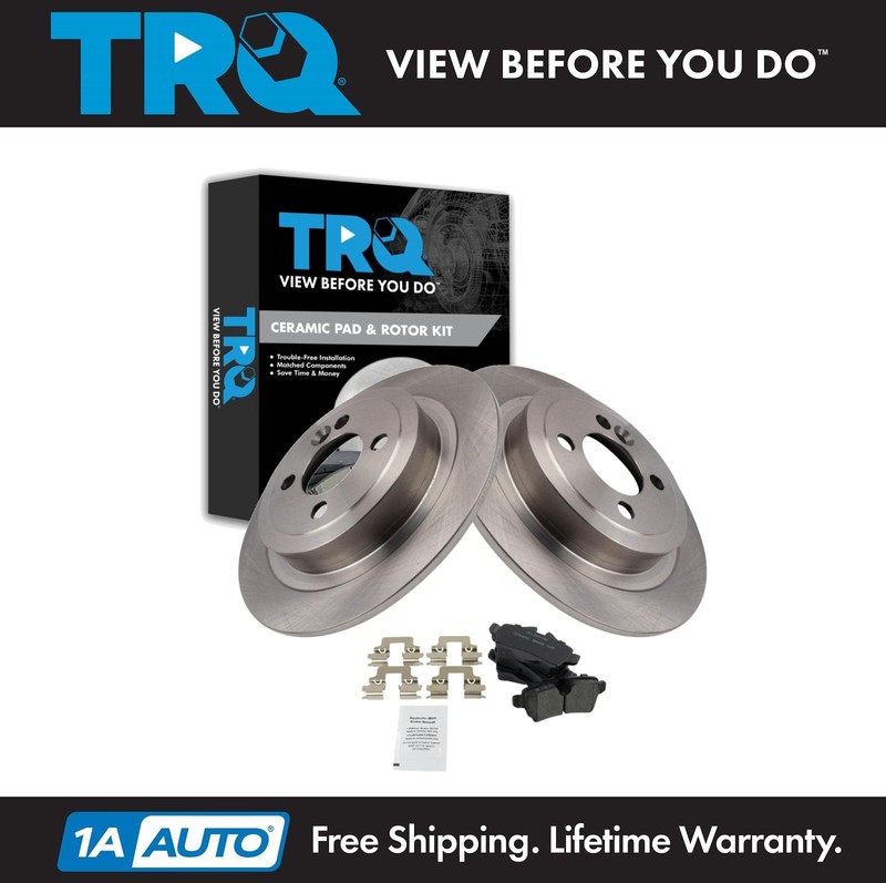TRQ Rear Brake Pad & Rotor Kit Brake Rotor For 2007-2015 Mini Cooper