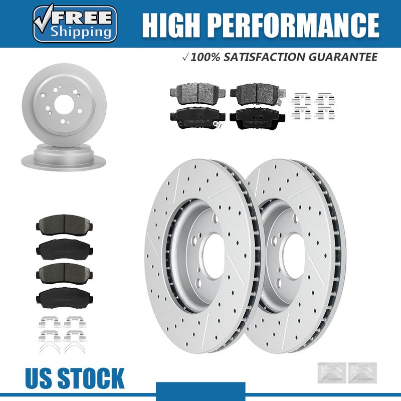 Front & Rear Brake Rotors + Ceramic Brake Pads for 2005 2006- 2010 Honda Odyssey