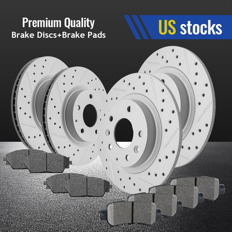 Front & Rear Drilled Slotted Rotors Ceramic Pads for 2016 2017 2018 Mazda CX-3