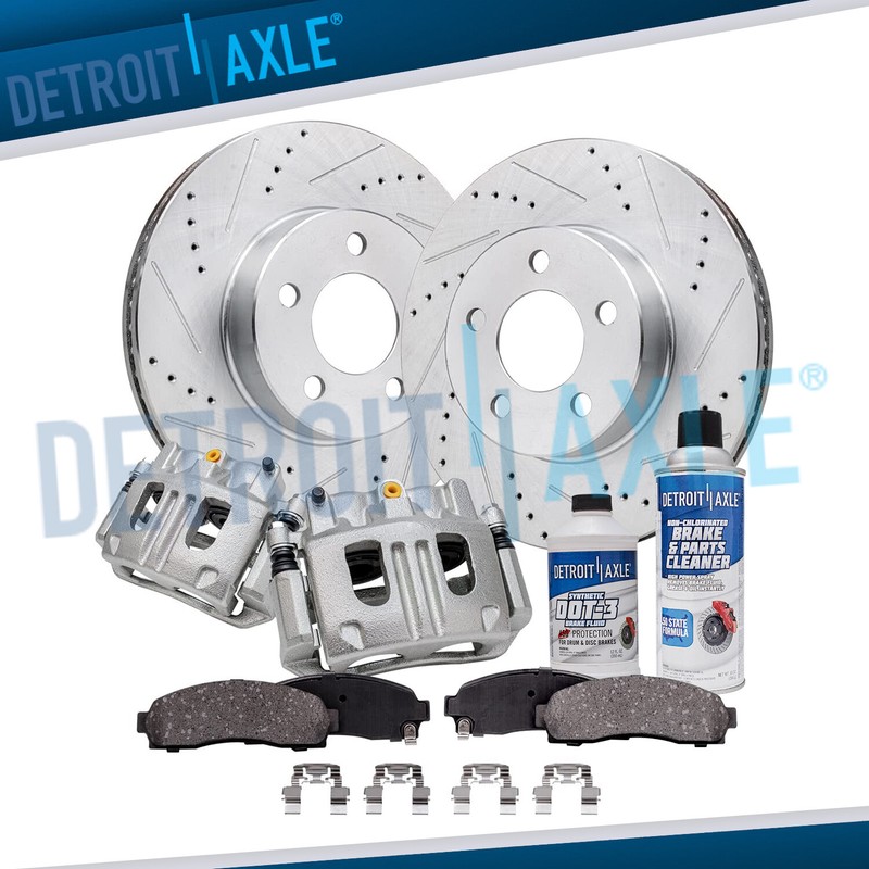 4WD Front Drilled Rotors Calipers Brake Pads for Ford Explorer Sport Mazda B4000