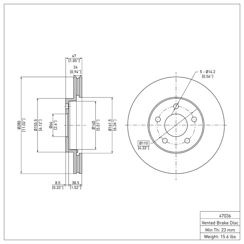 Dynamite Friction Front Disc Brake Rotor for Cobalt, G5 (600-47036) gallery