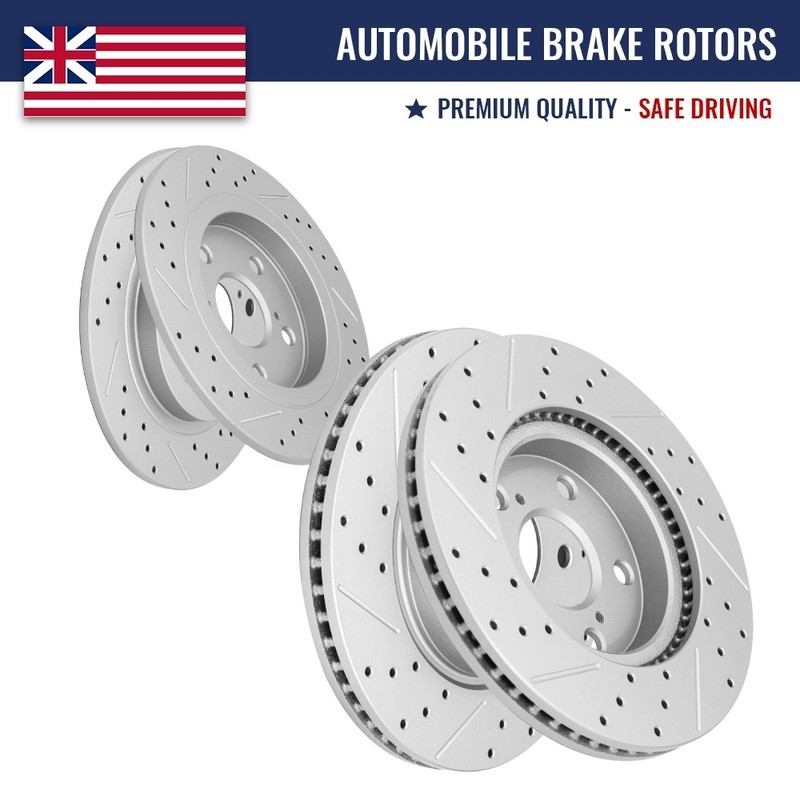 Front Rear Drilled Slotted Brake Rotors for 2008-2015 Scion xB 2.4L