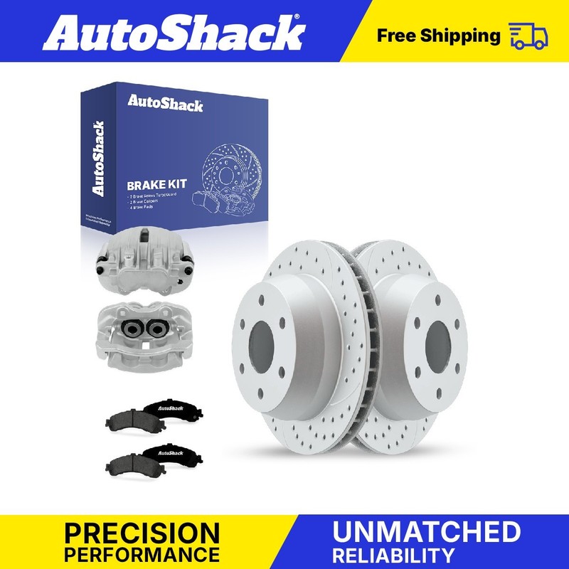 Rear Drilled Slotted Rotors Premium Pad Calipers for Chevy, Silverado 1500 03-04