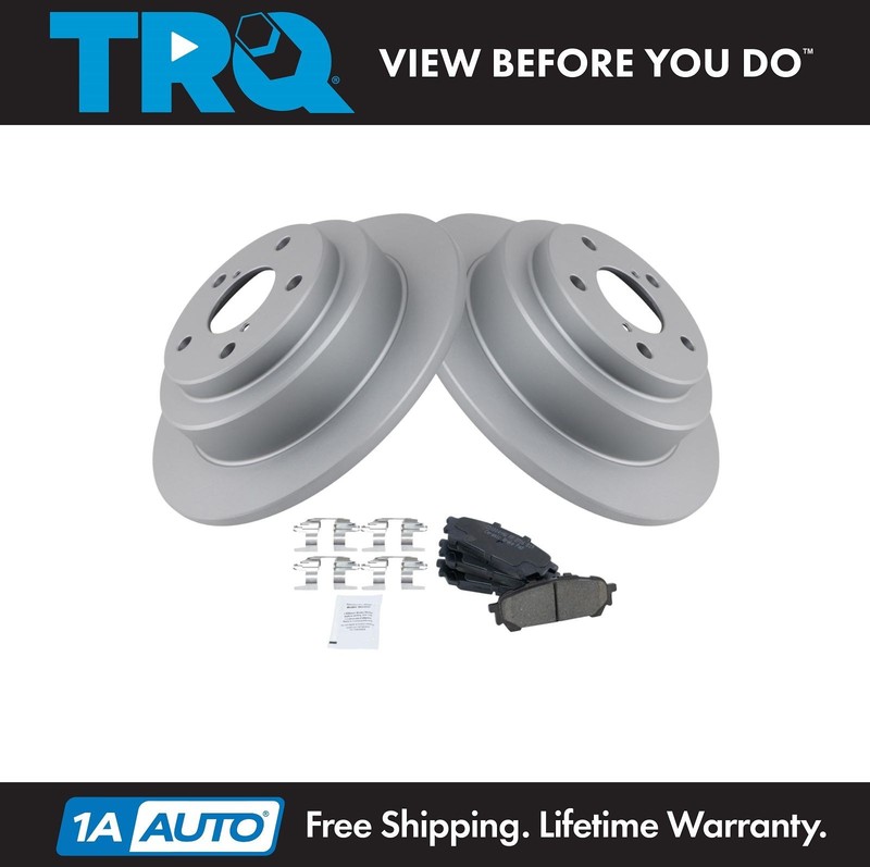 TRQ Rear Brake Pad & Rotor Kit Premium G-Coated Ceramic Fits Saab Subaru