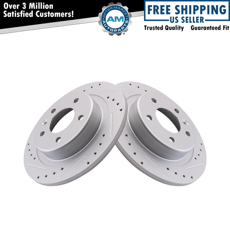 Rear Brake Rotors Set Slotted Drilled G-Coated Rear Fits Buick Chevrolet GMC