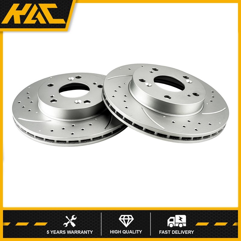 Front Drilled Brake Rotors For Honda Civic 1.8L 2006-2011 1.3L 06-10 Set of 2