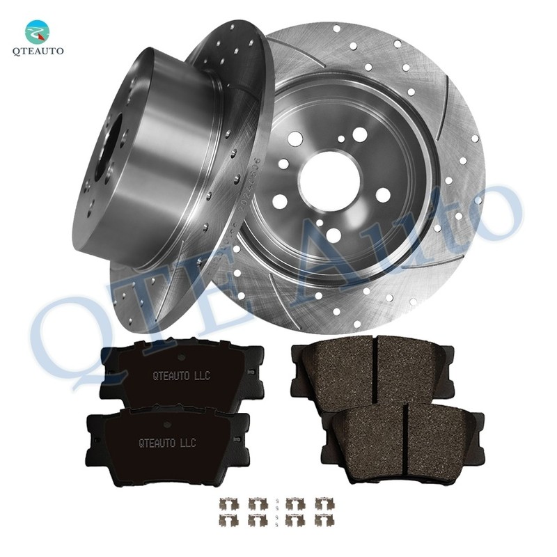 6P Rear 281mm Drilled Brake Rotors-Ceramic Brake Pad For 2008-2012 Toyota Avalon