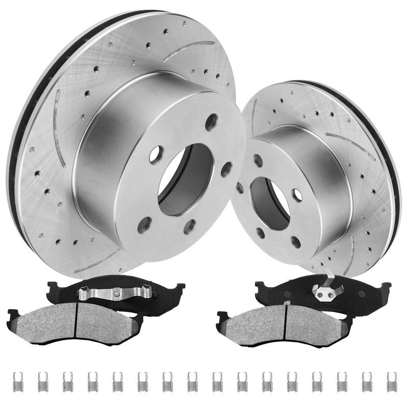 280mm Front Brake Rotors + Ceramic Brake Pads Kit for Jeep Wrangler 4L 1991-1999