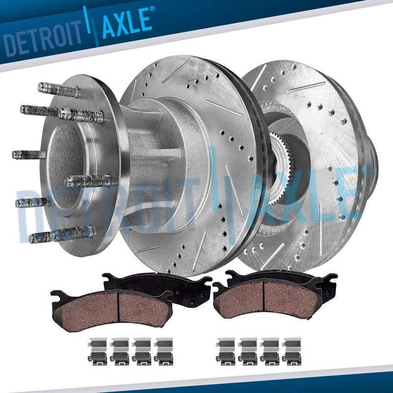 Front Drilled Disc Brake Rotors Brake Pads Kit for Ford F-250 F-350 Super Duty