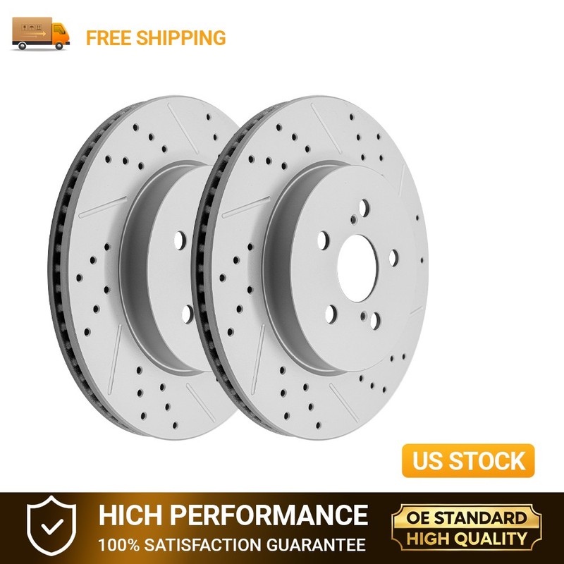 283mm Front Drilled Brake Rotors Set for Toyota Corolla Prius Prime 2020-2022