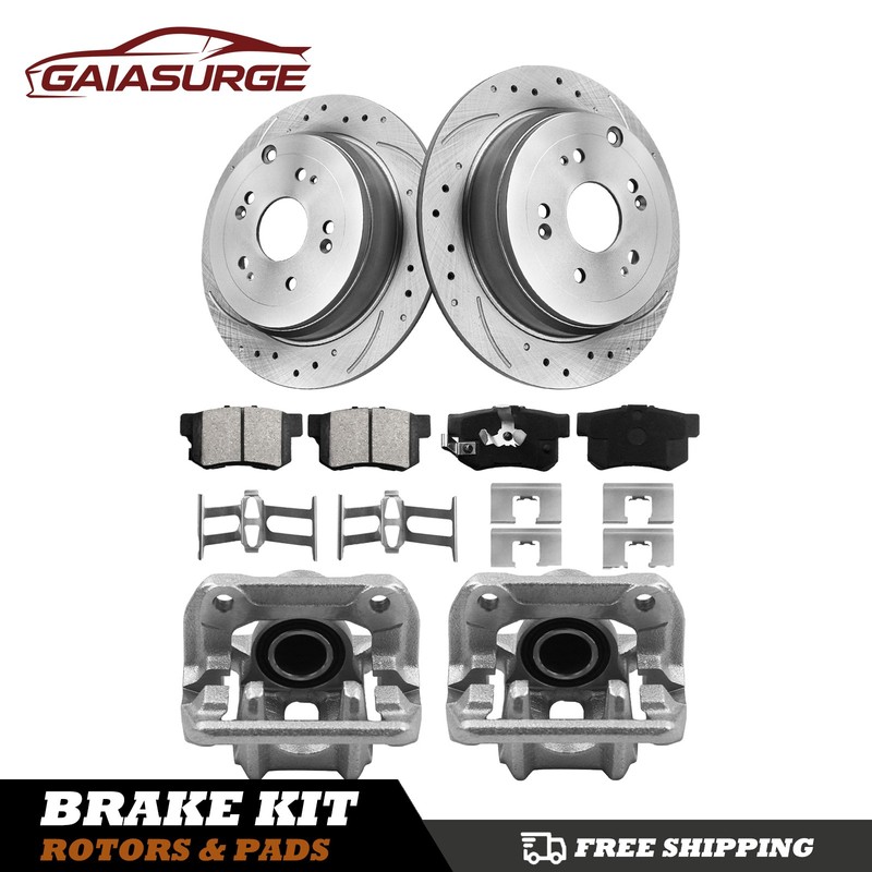 Rear Brake Rotors Calipers for 2012 2013 2014 2015 2016 Honda CR-V AWD 2.4L