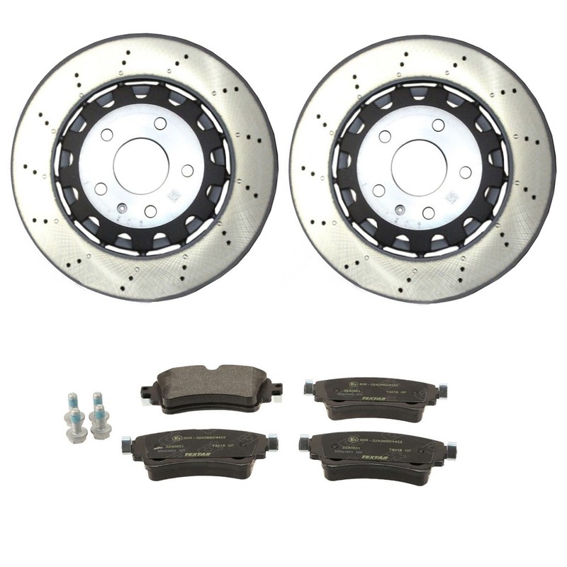 SHW Performance OEM Rear Drilled Rotors Textar Pads Brake Kit for RS5 Sportback